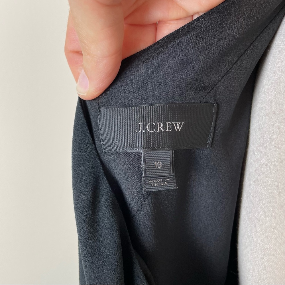 J. Crew Solid Black One Shoulder Bow Jumpsuit Wom… - image 2